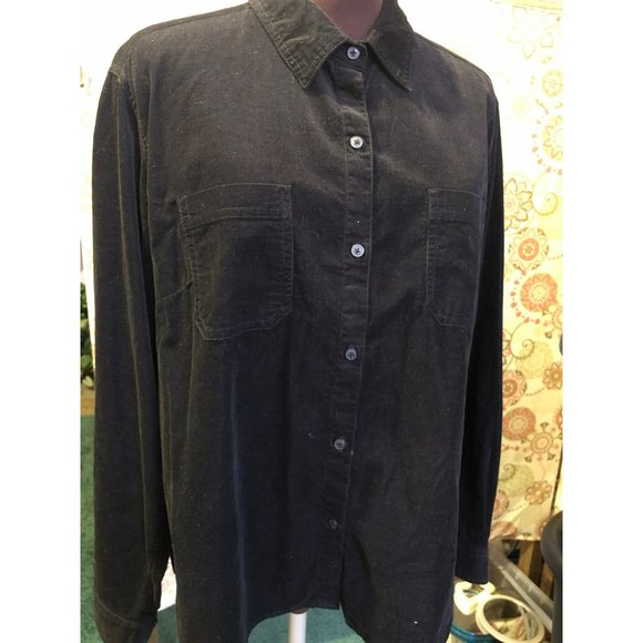 Woolrich LS Black Corduroy Button Lightweight Shirt Sz XL - Picture 4 of 4